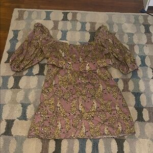 Lavender Brown Leopard Print Mini Dress